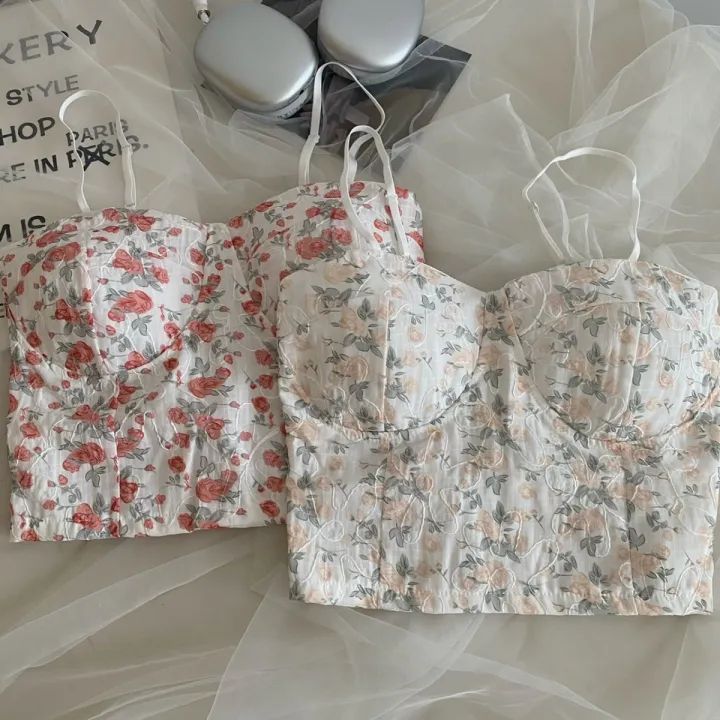 Style%20Temperament%20Sexy%20Sweet%20Floral%20Camisole%20Women's%202023%20Summer%20Slim%20Fit%20Slimming%20Short%20Top%20Fashion%20-%20Image%204