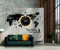 World Map Wall Clock with Rope Light(Large). 