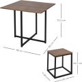 5 Piece Dining Table and Chairs Set 4, Industrial Space Saving Table and Chairs with Metal Frame, Square Kitchen Table and Stools for Dining Room, Brown. 