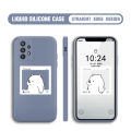 BILI for Samsung Galaxy A32 4G Back Cover Bear In Photo Frame Multicolor Liquid Silicone Phone Case Soft Square Lens Protection Phone Cases. 