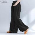 ZANZEA S-5XL Women High Waist Casual Wide Legs Oversize Harem Pants Trousers Plus Size. 