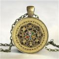 Tibetan Buddhist Mandala Necklace Sacred Geometry Jewelry Spiritual Men Black Men's Mandala Pendant. 