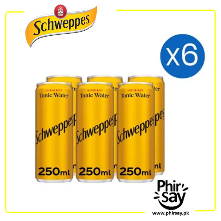 Schweppes Tonic Water Can 250ml | Pack of 6 | Imported