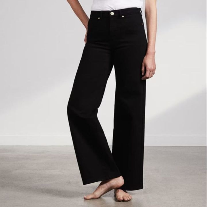Jet Black High Waist Wide Leg Jeans For Girls And Women's | Baggy jeans
