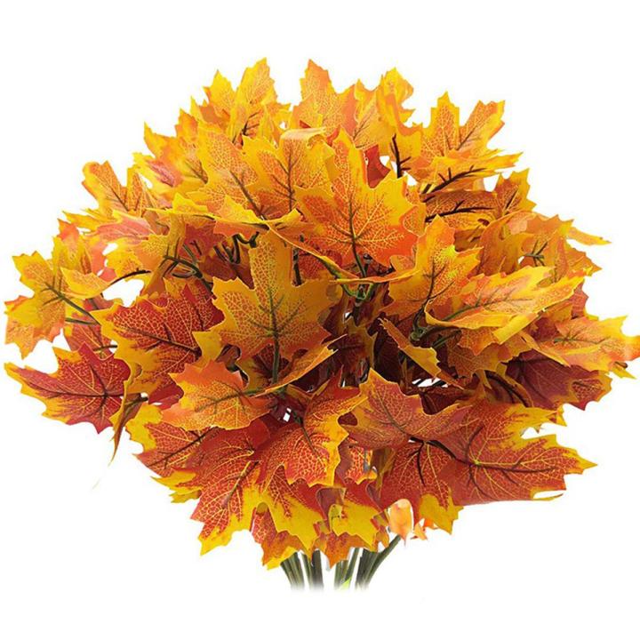 Maple Leaves Branches Autumn Leaves 5 Bundles Fall Decorations Outdoor UV Resistant Greenery Shrubs Plants  Indoor Outside Hang Planter Home Garden Decor