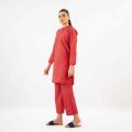Maahru Stitched 2 PC Shirt & Trouser - Scarlet Desire. 