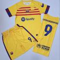 lewandowski barcelona fc foot ball kit for kid 2023 yellow. 