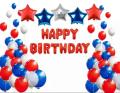 Red - 13 Pcs Happy Birthday Foil Balloons Set - Chain Banner Style For Decoration 16 inch Each Alphabet Letters Solid Foil Shinning Party Decoration. 