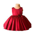 silky red fancy princess frock for baby girls. 