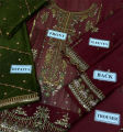 Latest Chiffon Embroidered Dress with Dupatta – Unstitched Party Wear Outfit. 