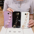 Maitus for Samsung Galaxy J7 Prime Back Cover Luxury 6D Plating Shiny Bling Cases with Love Heart Bracelet Soft Silicone Square Bumper Mobile Phone Case for Boy Girls. 