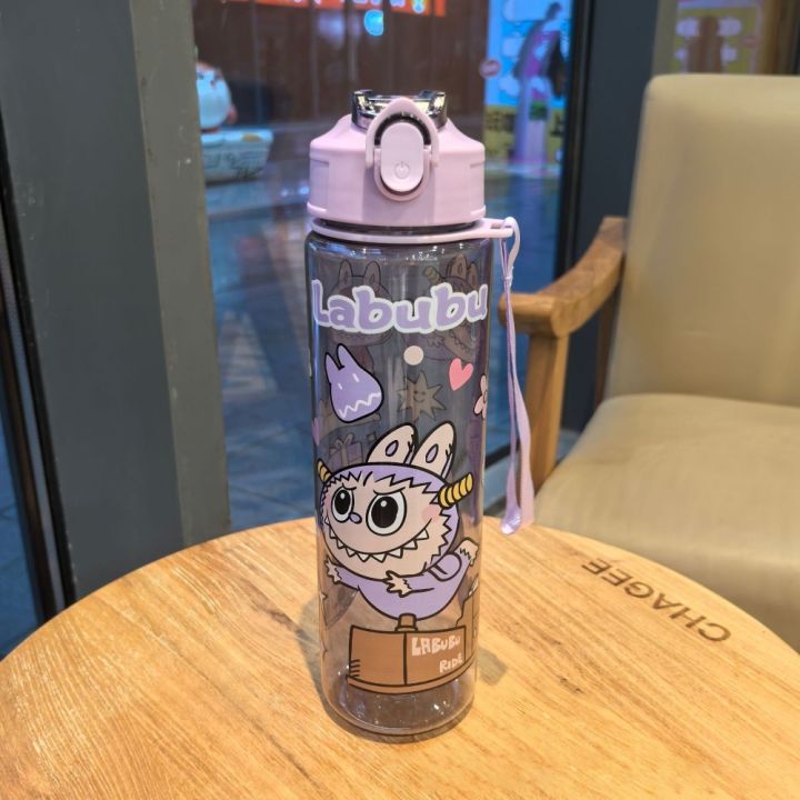 Portable 800ml Labubu Bottle Plastic with Latch Strap Water Bottles ...