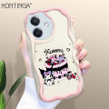 Hontinga for OPPO A3x Back Cover Cartoon Kuromi Pattern Phone Case Wavy Curved Edge Soft Silicone Cover. 