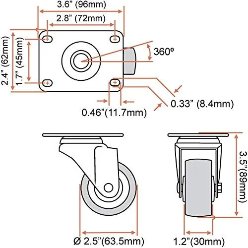 2.5%20inch%20Swivel%20Caster%20Wheels,Rubber%20Base%20with%20Brake%20&%20Top%20Plate%20&%20Bearing%20Heavy%20Duty,%20Total%20Capacity%20600lbs%20(Pack%20of%204)%20-%20Image%208