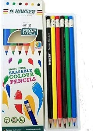 Hauser Pro Jumbo Erasable Triangle Color Pencil By Germany 6 Colors Perfect for Preschool, Toddlers and Beginners + Recommended by Teachers & Experts