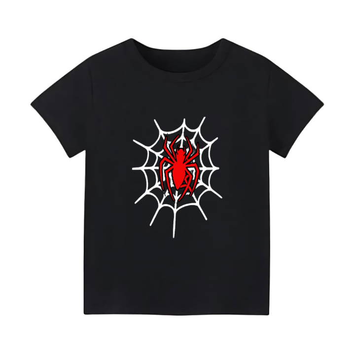 Kidsntees Printed T-Shirts for Boys - Spider  Black T-shirt - Premium Printed T-shirts For Teen Boys & Girls - High Quality T-shirts For Toddler Boys & Girls - 100% Cotton, High-Quality DTF Prints, Ages 6 Months to 12 Years, Free Delivery