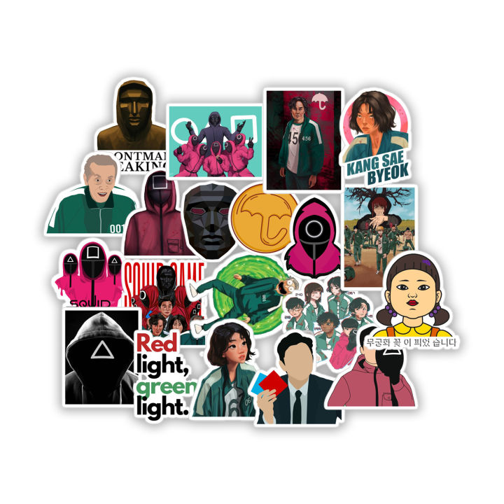 Squid Games Hero Stickers for Kids/Teens fans, Pack of 5/10/15/20 Waterproof DIY stickers for Laptop, Decor, Water Bottle, Car Cup, Computer, Guitar, Skateboard, Luggage and Bike Bumper etc