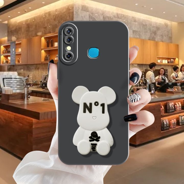 3D Be@r For Infinix Hot 8/8Pro/X650 Luxury Cute Bear Doraemon Mickey Minnie NO.1 Mouse Mobile Phone Case Back Casing Wen Boy Women Girl Couple Soft Liquid Silicone Shockproof Cover