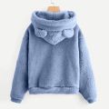 Cute Long Sleeve Bear Ear Hoodies Solid Color Outwear Plush Hoodies Pullover Clothes Fuzzy Fleece Sweatshirt Winter. 
