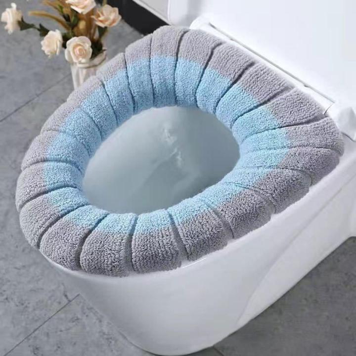 Winter Warm Toilet Seat Cover Mat Soft Warmer Washable Bathroom Toilet Pad Cushion Seat Case Toilet Lid Cover Accessories