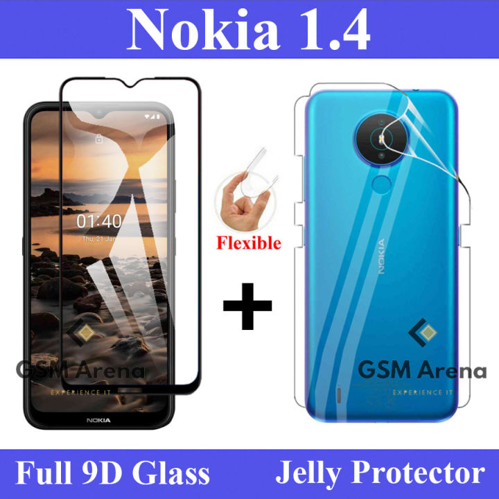 Nokia 1.4 Glass Protector 5D|10D|11D|21D|9D Glass Full Coverage + Back Protector Transparent Hydrogel Soft Film jell Protection For Nokia 1.4