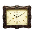 Hitco Square Antique Wall Clock - Unique Design Wall Clocks - Wall Clocks for Bedroom / Living Room / Decor - Square Clock Wall Stylish - Decorating Item - Golden Clock. 