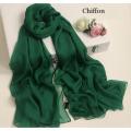 STOLES OR DUBATTA IN DEEP GREEN SHIFFON. 