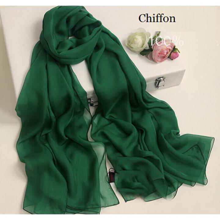 STOLES OR DUBATTA IN DEEP GREEN SHIFFON