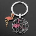 Cute Pink Flamingo Women Keychain Lovely Anime Swan Car Key Ring Holder Bag Charm Pendant Best Friend Accessories Gift. 