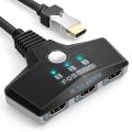 Fosmon 3-Port HDMI Switcher, HDR, HDMI 2.0, HDCP 2.2, 4K@60HZ 1080p Wall Mountable HDMI Switcher [Metallic Alloy Plug  Nylon Braided Pigtail Cable] Compatible with  TV 4K, HDTV. 