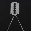 Men's Stainless Steel Razor Blade Pendant Chain Necklace Silver. 