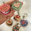 Pink Heart Acrylic Retractable Key Chain Korea Cute Cake Students Keychain Holder Keychains Lanyard Accessories Y2K With Gifts. 