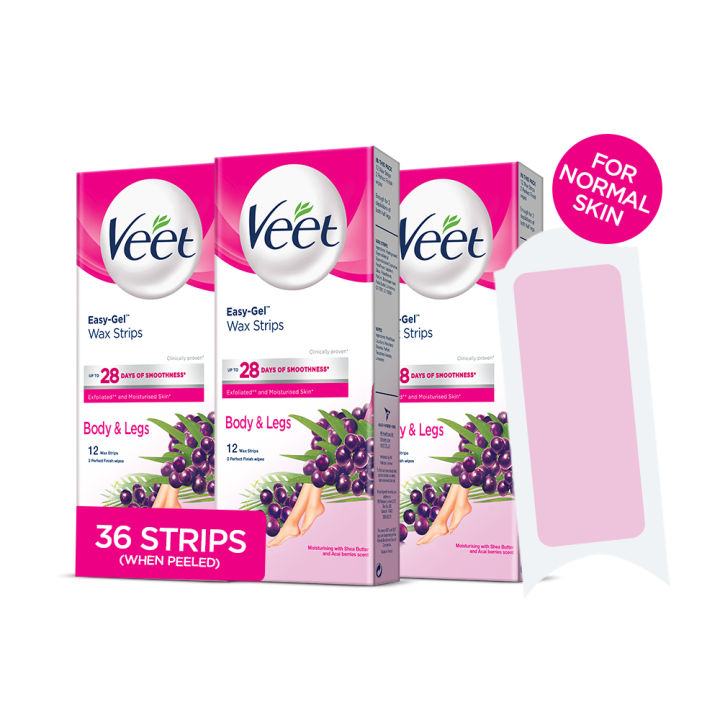 Veet Body Wax Strips Normal 12 Pieces - Pack of 3