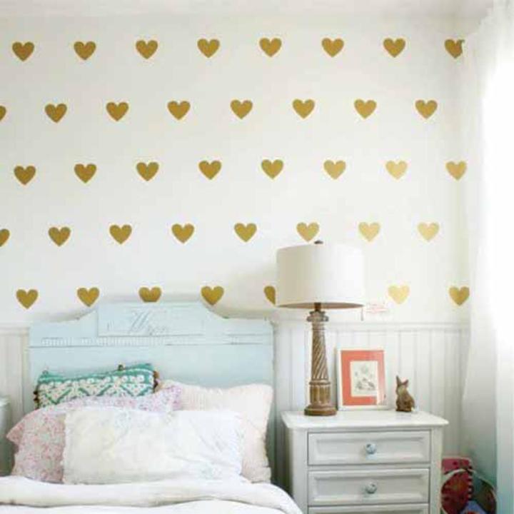 Wall Art Stickers Baby Girl Room Decorative Stickers Gold Heart Wall Sticker For Kids Room Wall Decal Stickers Room Decoration Kids Wall Stickers Daraz.pk