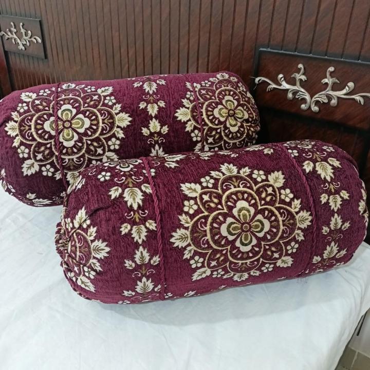 Luxury 2pc Gao Takia/ Pillow Cover , Stuff Soft Velvet jucard  2 Gol Takiya  Cover