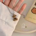 Korean Fashion Cute Teddy Bear Pendant Necklace For Women Girls Jewelry. 
