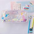 Cute Unicorn Glitter Liquid Pencil Case High Capacity Pencil Bag Transparent Glitter Pencil case For Girls Pen Box School cute girls stationery | Cute stationary items for girls. 