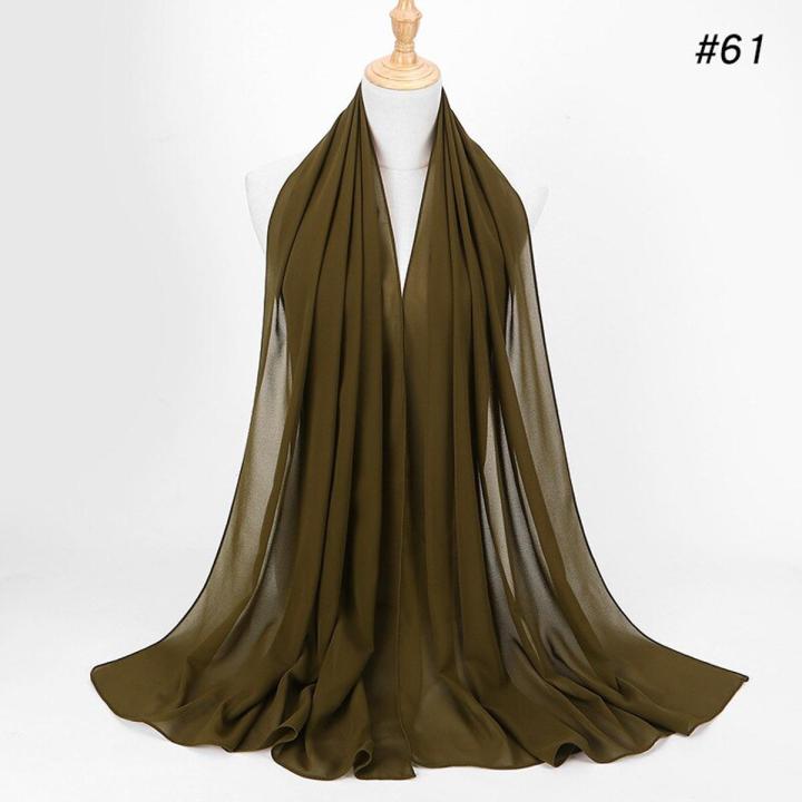 Muslim Chiffon Hijab Scarf Shawls Women Solid Color Head Wraps Women Hijabs Scarves Ladies Femme Muslim Veil Hijabs 175*72cm