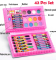 Multi Colour 42 PCS Kit-Set With Button Box Best Quality include High lighter & Markers-Increase your child Drawing & Crafting Ability. 