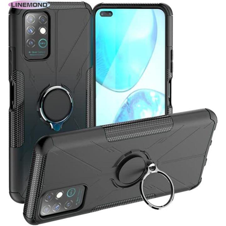 Dual Layer Shockproof Case for Infinix Note8, 360° Rotatable Kickstand TPU + PC Protective Case for Infinix Note8,Black