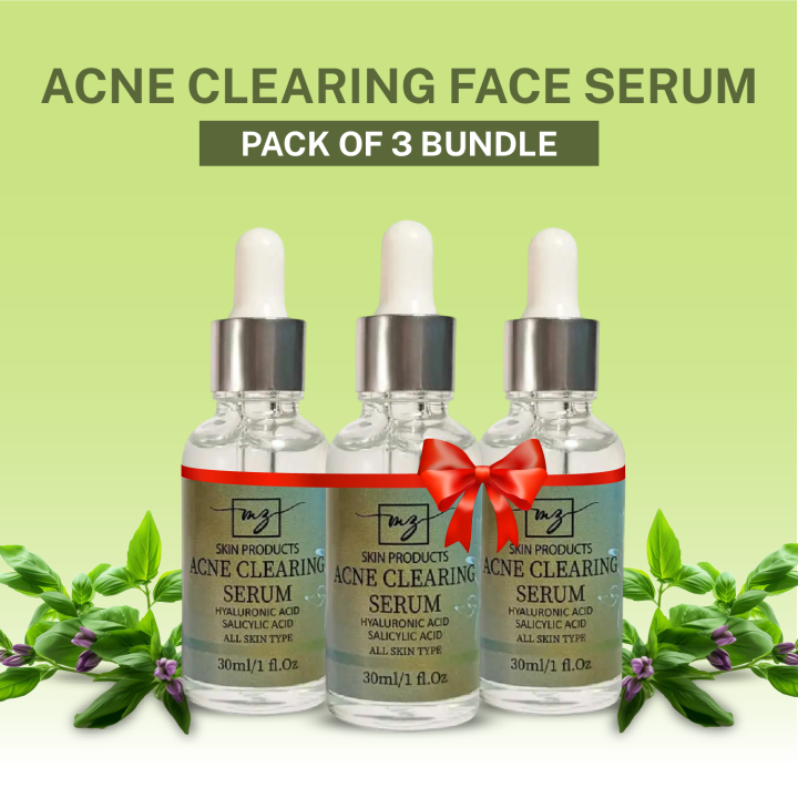 PACK OF 3-MZ SKIN PRODUCTS ACNE CLEARING FACE SERUM - 30ML |SERUM | AVAILABLE AT MZ SKIN PRODUCTS