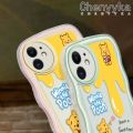 chenyyka For OPPO Reno 6 4G Case Cartoon Winnie the Pooh Pattern Colorful Lovely Cream Wave Border Soft Clear Shockproof Phone Cases Creative Camera Transparent Casing Simple Silicone Protective Cover. 