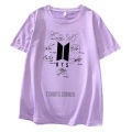 Light Purple Bts Signature Cotton Half Sleeves O Neck T Shirt For Women. 