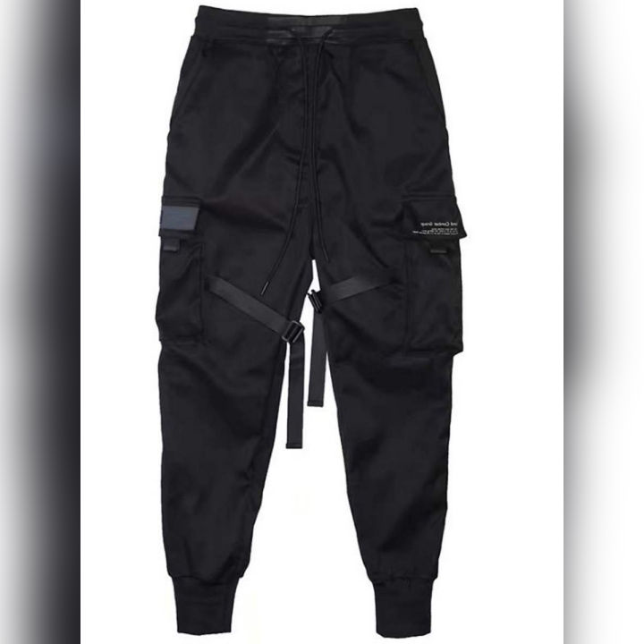 Men's Loose Cargo Pant, Fashion Adjustable Straps Tapered Trousers with Multi Pockets