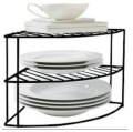 Corner Shelf Plate Rack - 3 Tier Kitchen Cabinet Organiser - black. 