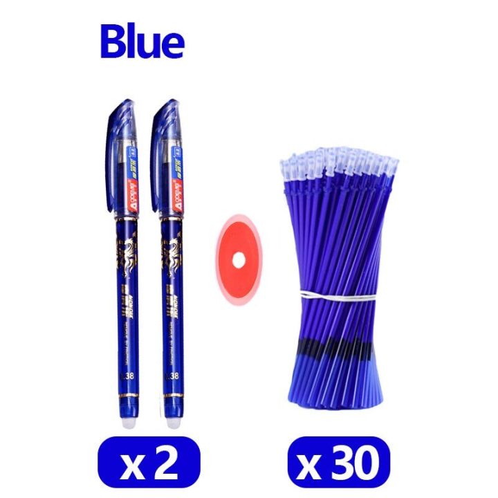 【ZOSR】33 Pcs/Set School Erasable Gel Pens Set 0.5 mm Fine Point Black/Blue/Red ink Ballpoint Pen Stationery Office Writing Supplies