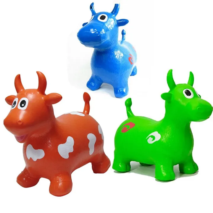 Bouncy Cow with music Toys Inflatable Bouncer Jumping Child Inflatable Rubber Baby Daraz.pk