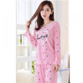 MK Garments - Heart Love Printed 2 Piece Pajama Set Women Two-pieces Long Sleeve Sleepwear Home Wear Night Suite For Girls Women. 