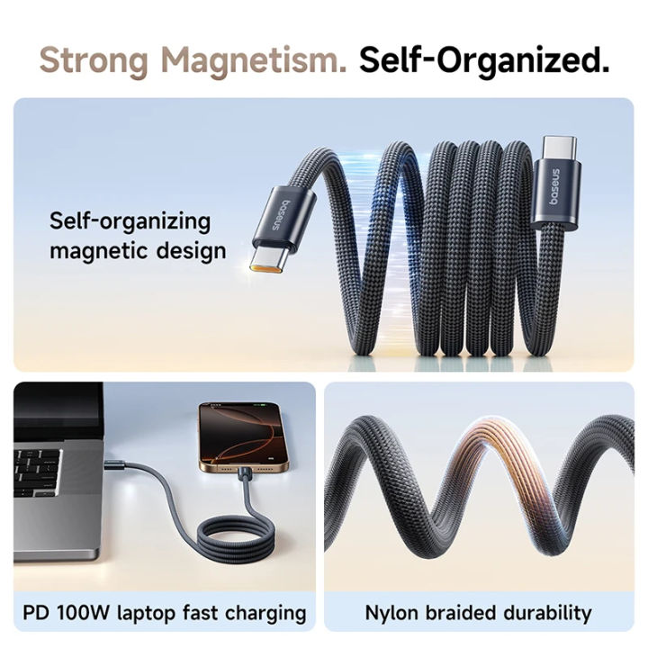 Baseus%20Dynamic%204%20Pro%20Type-c%20to%20Type-c%20PD%20100W%20Magnetic%20Charging%20Cable%20For%20Iphone%2017%2016%2015%20Series%20Samsung%20S25%20S24%20&%20More%20-%20Image%203