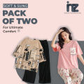 Pack of 2 Nightwear Sets for Girls & Women – Avocado & Floral Printed Pajama Sets – Summer Cotton Jersey Lounge Wear – Soft & Breathable Sleepwear – Mom & Daughter Matching Sets – Sizes 7 to 14 Yrs & S to XL – Relax Fit Two-Piece Combo. 